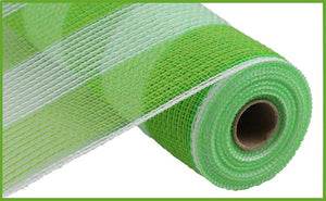 10.5"x10yd Poly/Faux Jute/PP Wide Stripe, Fresh Green/White  ***ARRIVING SPRING 2025***