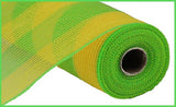 10.5"x10yd Poly/Faux Jute/PP Wide Stripe, Yellow/Fresh Green ***ARRIVING SUMMER 2024***