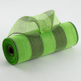 10.5"x10yd Poly/Faux Jute/PP Wide Stripe, Fresh Green/Moss Green ***ARRIVING SUMMER 2024***