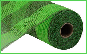 10.5"x10yd Poly/Faux Jute/PP Wide Stripe, Fresh Green/Moss Green  SU35