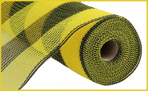 10.5"x10yd Poly/Faux Jute/PP Wide Stripe, Yellow/Black  ***ARRIVING SPRING 2025***