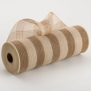 10.5"x10yd Faux Jute/Poly Mesh Small Stripe, Natural/Cream ***ARRIVING WINTER 2023/24***