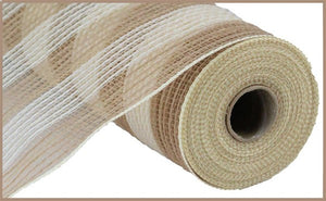 10.5"x10yd Faux Jute/Poly Mesh Small Stripe, Natural/Cream  SU35