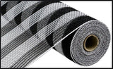 10.5"x10yd Faux Jute/Poly Mesh Small Stripe, Black/White  SU35