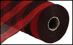 10.5"x10yd Faux Jute/Poly Mesh Small Stripe, Red/Black  SU35