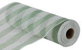 10.5"x10yd Faux Jute/Poly Mesh Small Stripe, Sage Green/White  SU35
