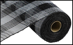 10.5"x10yd Poly/Faux Jute Small Check Mesh, Grey/Black  SU35