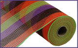 10.5"x10yd Faux Jute/Poly Mesh Thin Stripe, Orange/Black/Fresh Green/Purple  SU35