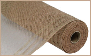 10.5"x10yd Poly/Faux Jute Border Stripe Mesh, Natural/Natural  SU35