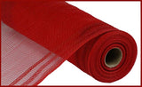 10.5"x10yd Poly/Faux Jute Border Stripe Mesh, Red/Red  SU35