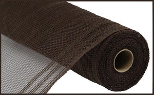 10.5"x10yd Poly/Faux Jute Border Stripe Mesh, Chocolate/Chocolate   SU35  ***ARRIVING FALL 2024***