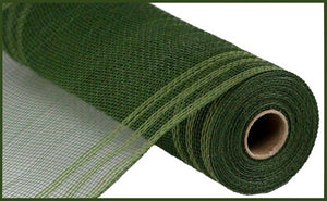 10.5"x10yd Poly/Faux Jute Border Stripe Mesh, Moss/Moss  SU35 ***ARRIVING SUMMER 2025***