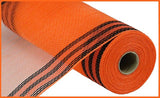 10.5"x10yd Poly/Faux Jute Border Stripe Mesh, Orange/Black  SU35