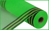 10.5"x10yd Poly/Faux Jute Border Stripe Mesh, Lime/Black/Fresh Green  SU35
