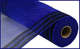 10.5"x10yd Poly/Faux Jute Border Stripe Mesh, Royal Blue/Black  SU35