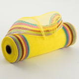 10.5"x10yd Poly/Faux Jute Border Stripe Mesh, Yellow/Purple/Green/Red/Hot Pink/Turquoise  SU35