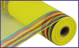 10.5"x10yd Poly/Faux Jute Border Stripe Mesh, Yellow/Purple/Green/Red/Hot Pink/Turquoise  SU35