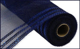 10.5"X10yd Border Stripe Metallic Mesh, Navy w/Royal Blue Foil - KRINGLE DESIGNS