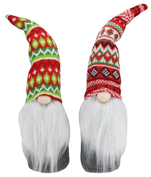 Pair of 14'H Christmas Gnome Heads, Grey/Red/Green/Lime/White  WB