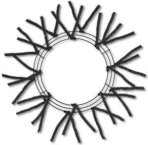 15" Wire, 25" OAD Pencil Work Wreath Frame, 3 Tiers, 18 Ties, Black  WK