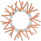 15" Wire, 25" OAD Pencil Work Wreath Frame, 3 Tiers, 18 Ties, Orange - KRINGLE DESIGNS
