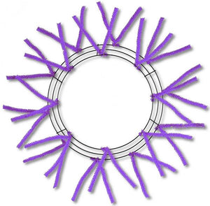 15" Wire, 25" OAD Pencil Work Wreath Frame, 3 Tiers, 18 Ties, Purple Color - KRINGLE DESIGNS