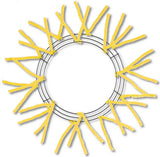 15" Wire, 25" OAD Pencil Work Wreath Frame, 3 Tiers, 18 Ties, Yellow - KRINGLE DESIGNS