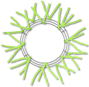 15" Wire, 25" OAD Pencil Work Wreath Frame, 3 Tiers, 18 Ties, Fresh Green - KRINGLE DESIGNS