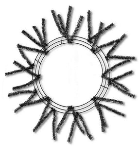 15" Wire, 25" OAD Pencil Work Wreath Frame X18 Ties, Metallic Black - KRINGLE DESIGNS