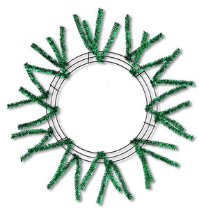 15" Wire, 25" OAD Pencil Work Wreath Frame X18 Ties, Metallic Emerald Green  WK