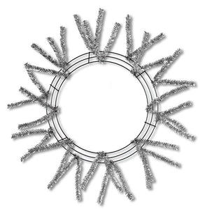 15" Wire, 25" OAD Pencil Work Wreath Frame X18 Ties, Metallic Silver  WK