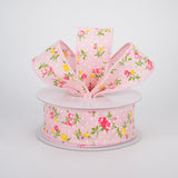 1.5"X10yd Vintage Floral W/Dots On Royal, Pale Pink/Multi - KRINGLE DESIGNS